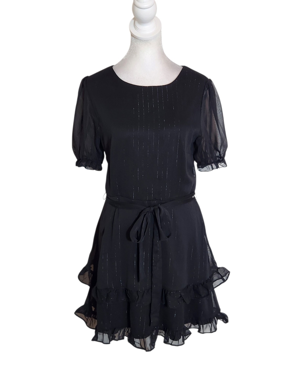 Trixxi Black and Silver Metallic Mini Dress Size Medium NWOT